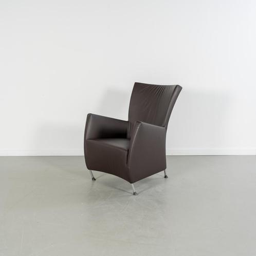 2x Montis Windy Fauteuil Bruin Leder - Staal, Huis en Inrichting, Fauteuils, Zo goed als nieuw, Leer, Metaal, 50 tot 75 cm, 75 tot 100 cm