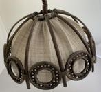 Manou Rotan Hanglamp Jute Stof Bamboe Vintage Wicker Lamp Ra, Gebruikt, Stof, Ophalen of Verzenden