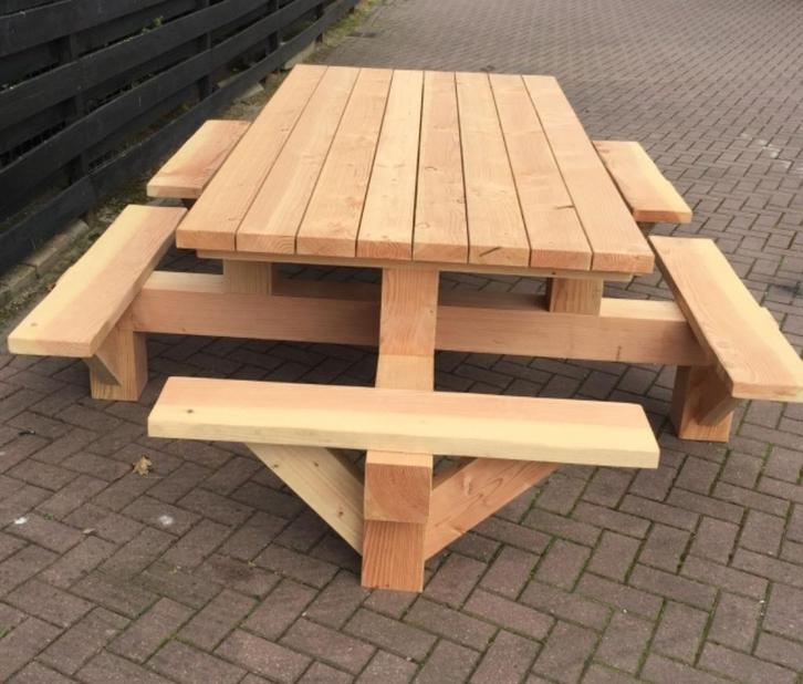 Stoere Robuuste Picknicktafels op elke maat te leveren, Tuin en Terras, Picknicktafels, Nieuw, Hout, Ophalen