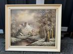 Olieverf schilderij berglandschap – 70x60 cm – met lijst, Ophalen of Verzenden