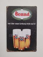 Brand bier Limburg glazen reclamebord van metaal wandbord, Verzamelen, Biermerken, Ophalen of Verzenden, Nieuw, Reclamebord, Plaat of Schild