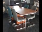 Eettafel en bijpassende salontafel Amerikaans notenhout, Ophalen, Gebruikt, 200 cm of meer, 50 tot 100 cm