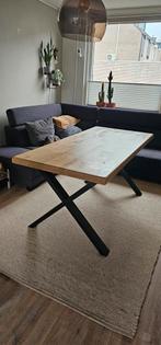 Eiken Tafelblad met Zwarte Poot, Huis en Inrichting, Tafels | Salontafels, Gebruikt, 100 tot 150 cm, 50 tot 75 cm, Eikenhout