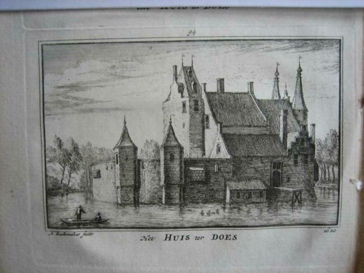 094 / Leiderdorp / Huis ter Does  Kopergravure  18e Eeuw, Antiek en Kunst, Kunst | Etsen en Gravures, Ophalen of Verzenden
