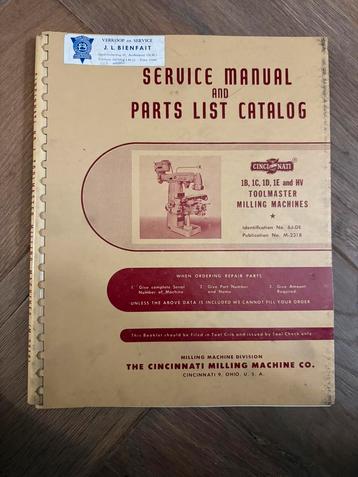 Cincinnati service manual and parts list catalog beschikbaar voor biedingen