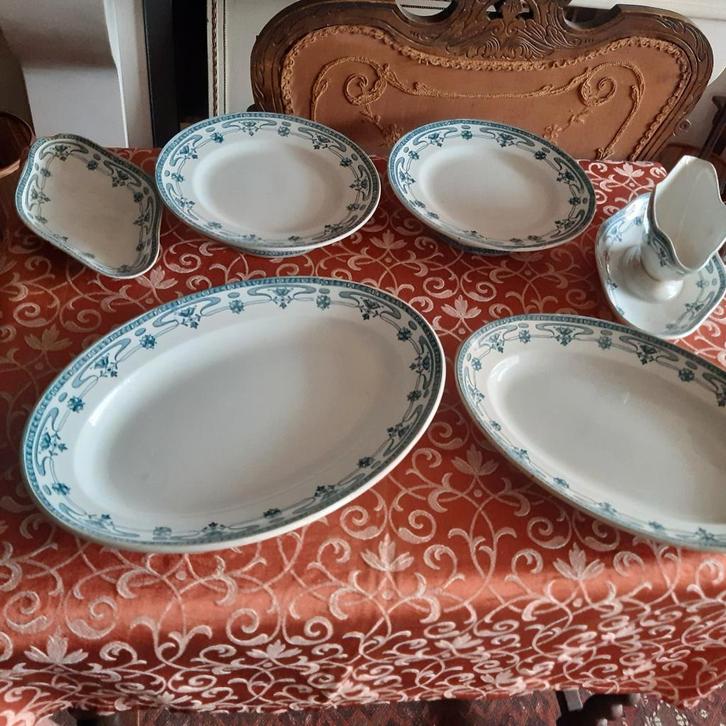 6 franse serviesdelen Art Nouveau St. Amand Mogador schalen, Antiek en Kunst, Antiek | Servies los, Ophalen