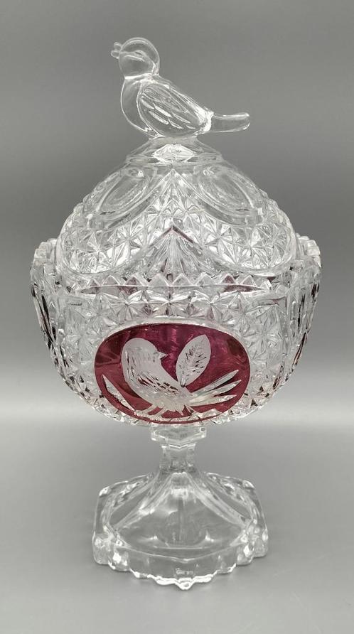 Hofbauer 'Red Bird'-bonbonnière- Byrdes Ruby Red-collectie, Antiek en Kunst, Antiek | Glas en Kristal, Ophalen of Verzenden