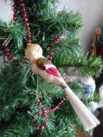 antieke glazen kerstbal kaketoe op clip goudgele kuif, Diversen, Kerst, Gebruikt, Ophalen of Verzenden