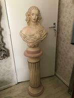 Prachtige brocante vrouwen borstbeeld op pilaar, Antiek en Kunst, Ophalen