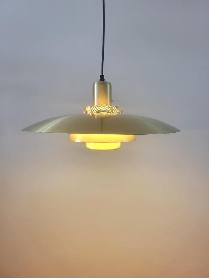 Vintage Deense schalenlamp van Lyskaer Belysning in messing, Huis en Inrichting, Lampen | Hanglampen, Gebruikt, Minder dan 50 cm