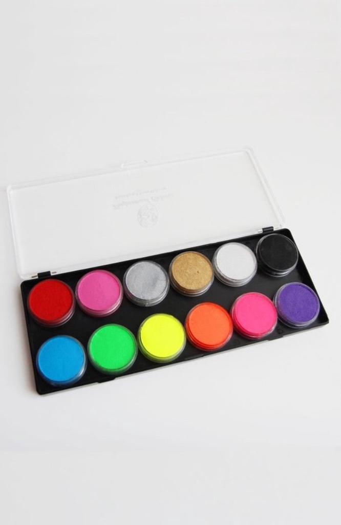 Schmink Palette Neon & Basis kleuren 12x10 gram, Hobby en Vrije tijd, Feestartikelen, Nieuw, Schmink, Overige, Ophalen of Verzenden