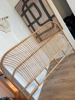 Bamboe hoofdbord 160 cm bed, Ophalen, Beige, Tweepersoons, Zo goed als nieuw