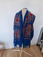 Blauwe Pashmina Sjaal met Borduurwerk, Cashmere, Ophalen of Verzenden, Zo goed als nieuw, Pashmina