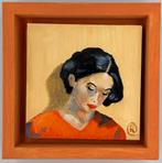 Portret vrouw Paris in baklijst, Antiek en Kunst, Kunst | Schilderijen | Modern, Ophalen of Verzenden