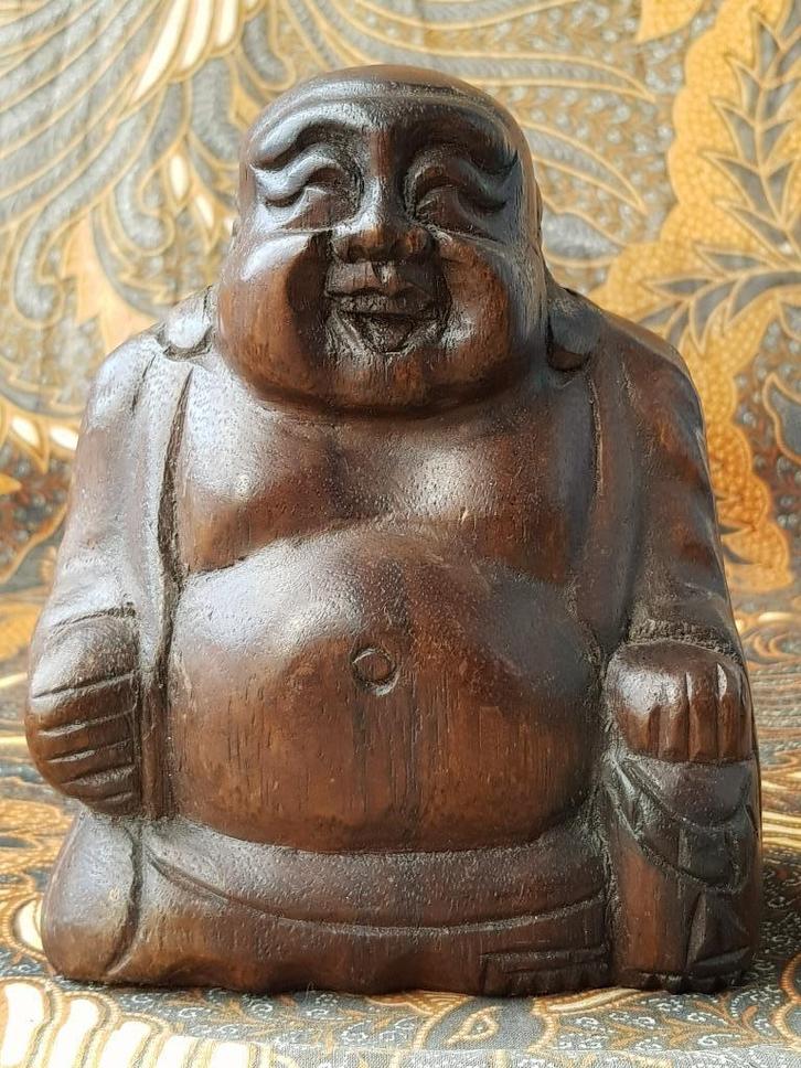 Mooi oud antiek Chinees Boeddha beeldje van hout 16 cm., Antiek en Kunst, Kunst | Niet-Westerse kunst, Ophalen of Verzenden