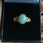 Vintage ring jade steen 9k goud, Sieraden, Tassen en Uiterlijk, Ringen, Verzenden, Zo goed als nieuw, 17 tot 18, Dame