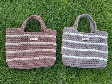 Gehaakte Cozy Bag - Tas - Boho/Ibiza style - bruin/grijs/wit beschikbaar voor biedingen