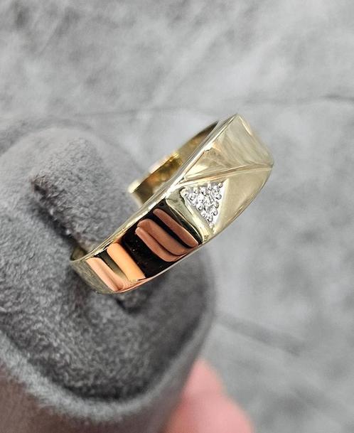 14k gouden ring met kleine Diamant, Sieraden, Tassen en Uiterlijk, Ringen, Zo goed als nieuw, Heer, 17 tot 18, Goud, Goud, Ophalen of Verzenden