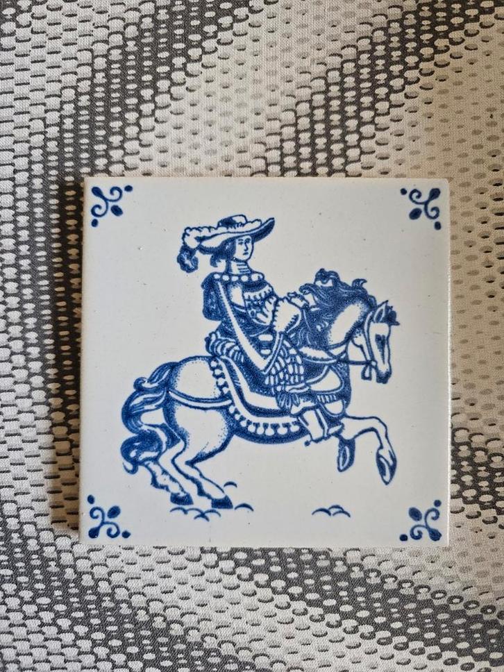 Tegel Mosa Holland – Ruiter – Delfts blauw – Antiek, Antiek en Kunst, Antiek | Wandborden en Tegels, Ophalen of Verzenden