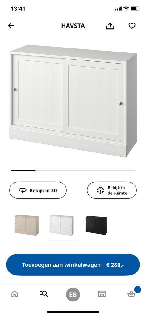 Witte ikea havsta houten buffetkast ca 120x47x60 (bxdxh), Huis en Inrichting, Kasten | Buffetkasten, Gebruikt, Minder dan 100 cm