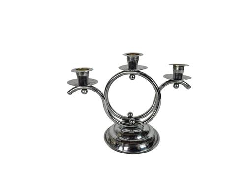 Art Deco - decoratief verchroomde kandelaar - Bauhaus stijl, Huis en Inrichting, Woonaccessoires | Kandelaars en Kaarsen, Nieuw