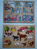 2 houten knopjes puzzels, 10 tot 50 stukjes, Ophalen of Verzenden, Zo goed als nieuw, Van hout