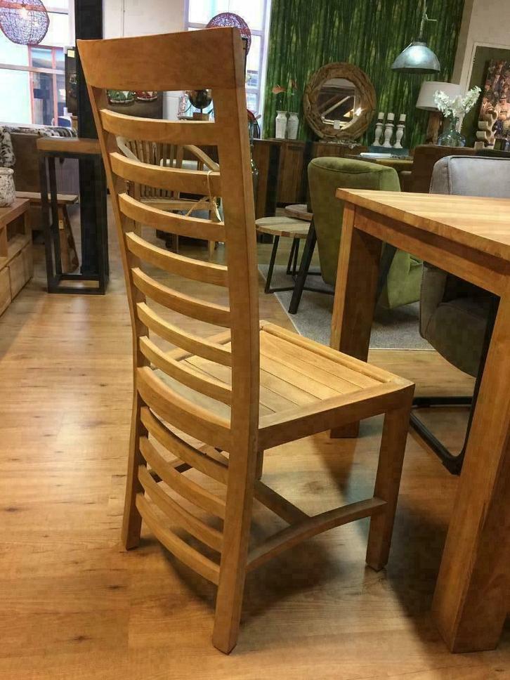 Eetkamer Stoel stevig TEAKHOUT met effect rugzijde., Huis en Inrichting, Stoelen, Nieuw, Eén, Hout, Bruin, Ophalen of Verzenden
