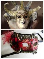 Masker Venetiaans handgemaakt goud/zwart handpainted rood, Antiek en Kunst, Curiosa en Brocante, Ophalen of Verzenden