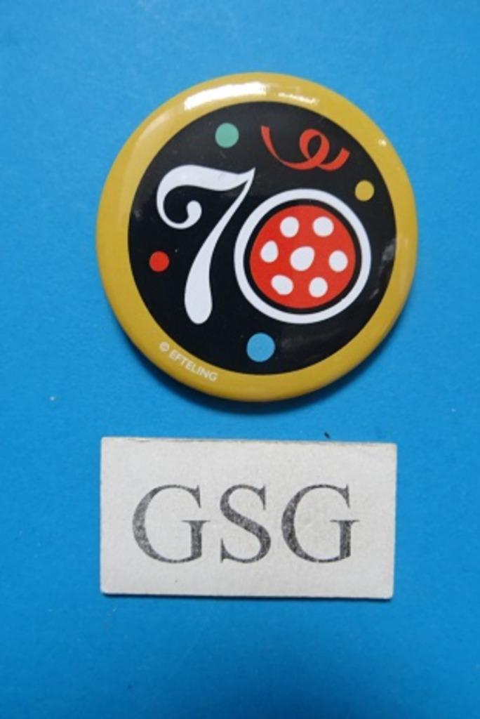 Efteling button 70 jaar geel nr. 50801-01 (Nieuw), Verzamelen, Efteling, Nieuw, Button of Speldje, Ophalen