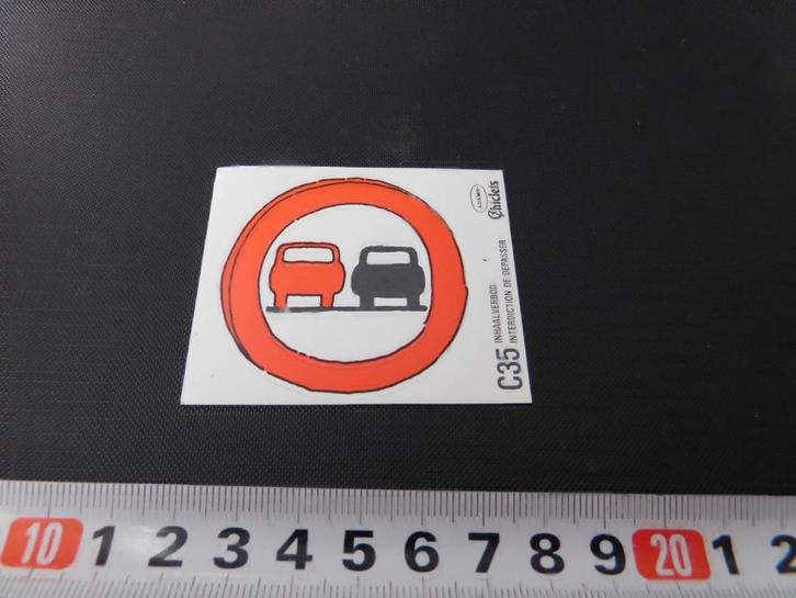 sticker CHICLETS verkeersbord C35 inhaal verbod, Verzamelen, Stickers, Zo goed als nieuw, Ophalen