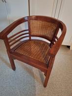 Teak houten stoel met rieten zitting, Huis en Inrichting, Stoelen, Ophalen, Bruin, Koloniaal, Zo goed als nieuw