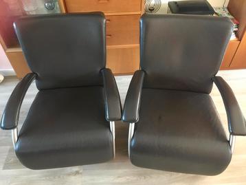 Leren fauteuil bruin, 2 stuks beschikbaar voor biedingen