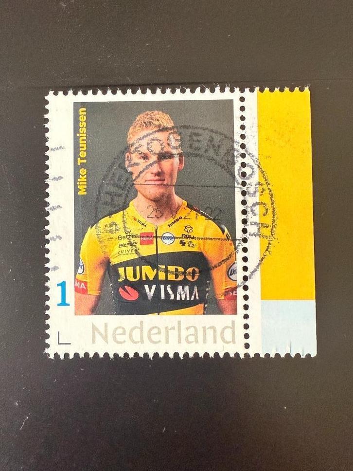 Postzegel Jumbo Visma Mike Teunissen gestempeld., Postzegels en Munten, Postzegels | Nederland, Gestempeld, Na 1940, Ophalen of Verzenden