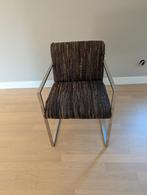 6 ROFRA design eetkamerstoelen leder/ chrome, Huis en Inrichting, Ophalen, Bruin, Zo goed als nieuw, Metaal