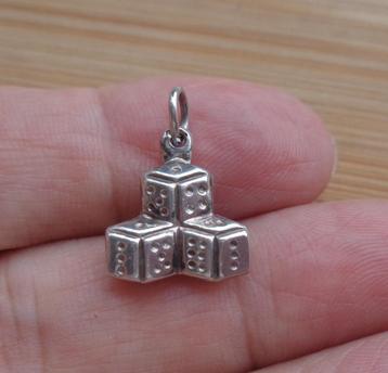 zilveren vintage bedel dobbelstenen [974] beschikbaar voor biedingen
