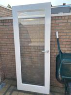 Binnendeur hout met geslepen glas., Ophalen, Gebruikt, 80 tot 100 cm, Binnendeur