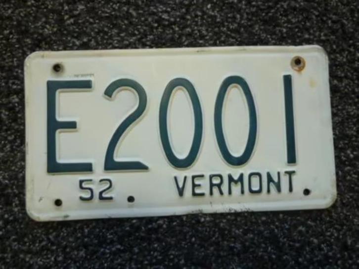 Kentekenplaat licenseplate Vermont 1952 1 USA, Verzamelen, Automerken, Motoren en Formule 1, Gebruikt, Auto's, Verzenden