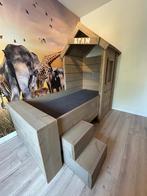 Stevig steiger houten bed + bijpassende kast, Ophalen, Gebruikt, 180 cm of meer, 85 tot 100 cm