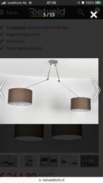 Hanglamp 2-licht taupe-wit, Modern, Stof, Ophalen of Verzenden, Zo goed als nieuw