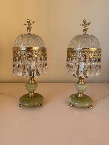 Vintage marmer lampjes tafellamp nachtlamp antiek onyx groen beschikbaar voor biedingen