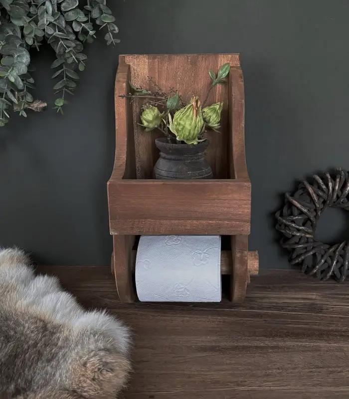 Landelijke houten wc rolhouder, Huis en Inrichting, Woonaccessoires | Overige, Nieuw, Ophalen of Verzenden