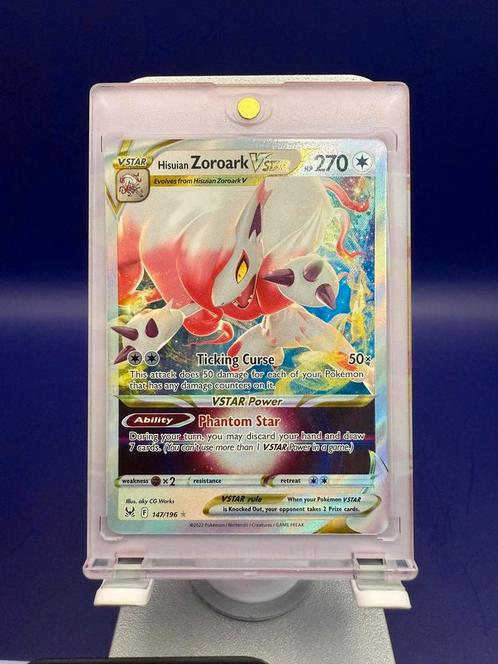 Hisuian Zoroark VSTAR 147/196 – Spectaculaire VSTAR, Hobby en Vrije tijd, Verzamelkaartspellen | Pokémon, Zo goed als nieuw, Losse kaart