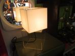space age design jaren 70 kubus tafellamp wit plexi retro, Kunststof, Gebruikt, ?, Minder dan 50 cm