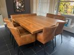 Eikenhouten Tafel met Stoelen & Bank, Ophalen, Gebruikt, 150 tot 200 cm, Eikenhout