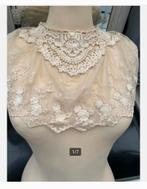 Antieke kanten kraag doorzichtig kant, lintsluiting, Creme, Antiek en Kunst, Ophalen of Verzenden