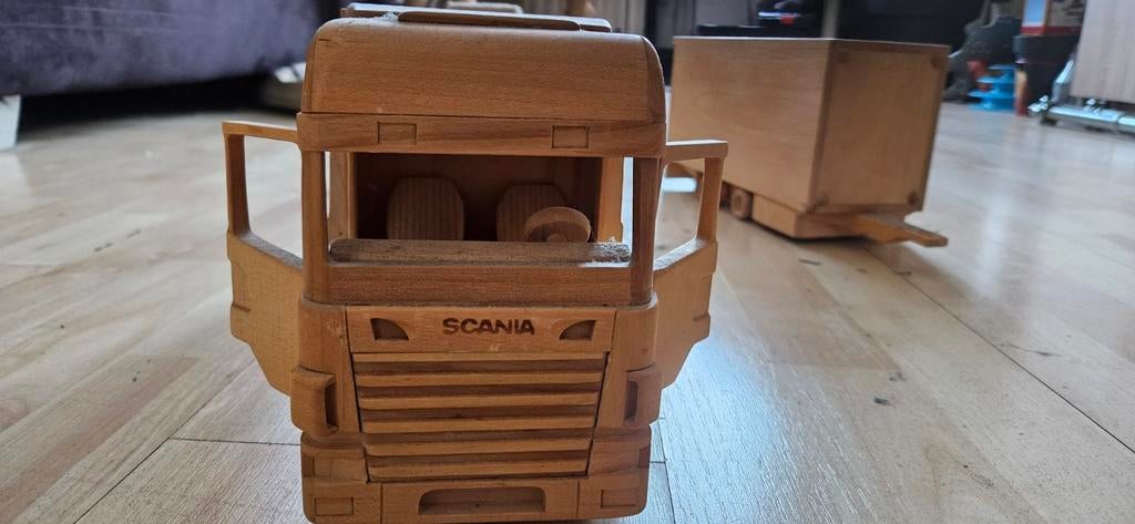 Houten Scania Bakwagen met Aanhanger, Ophalen of Verzenden