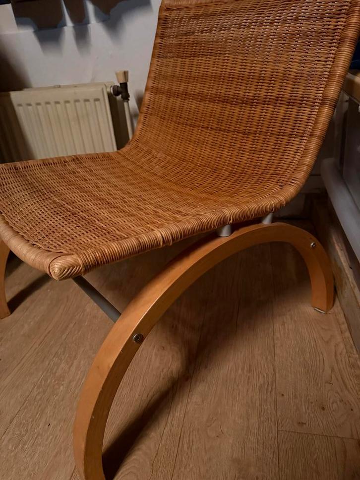 Ikea Björket rotan zetel chair Tord Björklund, Huis en Inrichting, Stoelen, Gebruikt, Eén, Hout, Bruin, Ophalen