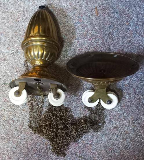 Antieke katrol voor plafondlamp, Antiek en Kunst, Antiek | Lampen, Ophalen of Verzenden