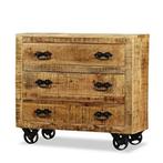Vintage Verrijdbaar Houten Ladekast Retro Dressoir Mangohout, Info@dehanzeherten.nl, Nieuw, 3 of 4 laden, De Hanze Herten