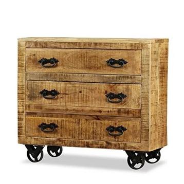 Vintage Verrijdbaar Houten Ladekast Retro Dressoir Mangohout beschikbaar voor biedingen
